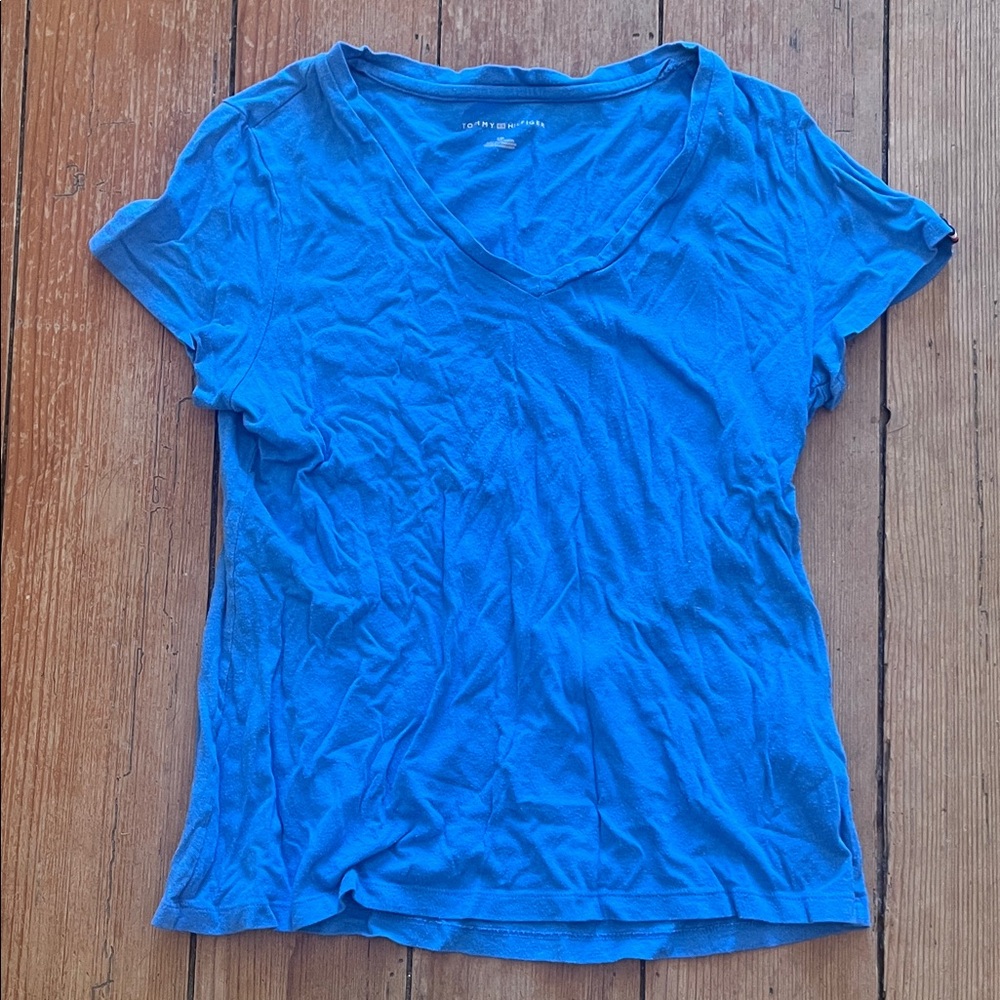Women's Blue V-Neck T-Shirt
